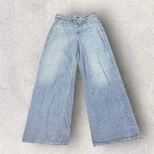 Ecru wide leg sweatpant jeans